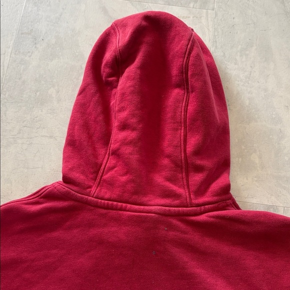 Nike  pullover hoodie  burgundy/white logo on chest  muff front pockets EUC - Picture 9 of 13